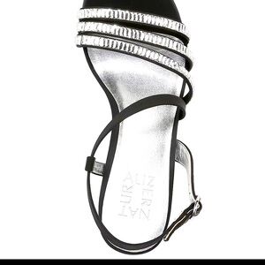 Satin rhinestone embellished strappy dress sandals